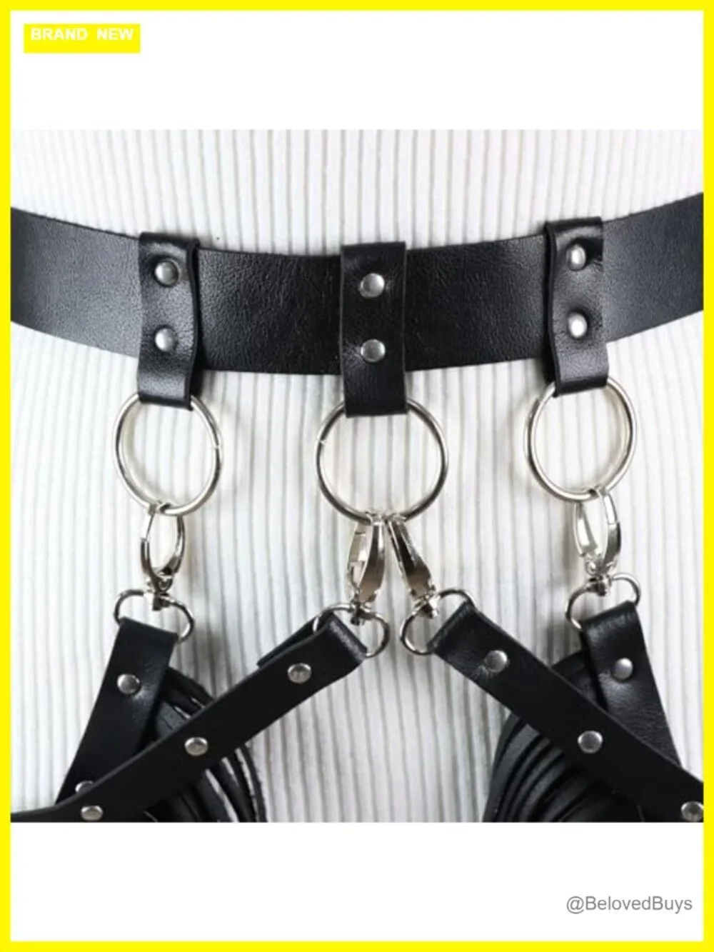 Women Faux Leather Tassel Fringe Belt Gothic Punk Waist Belt Adjustable